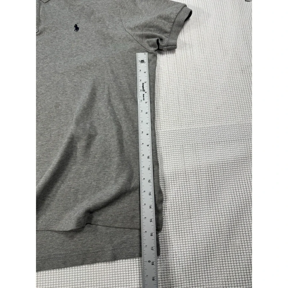 Polo Ralph Lauren Mens Large Gray Short Sleeve Pony Logo Polo Shirt 33672